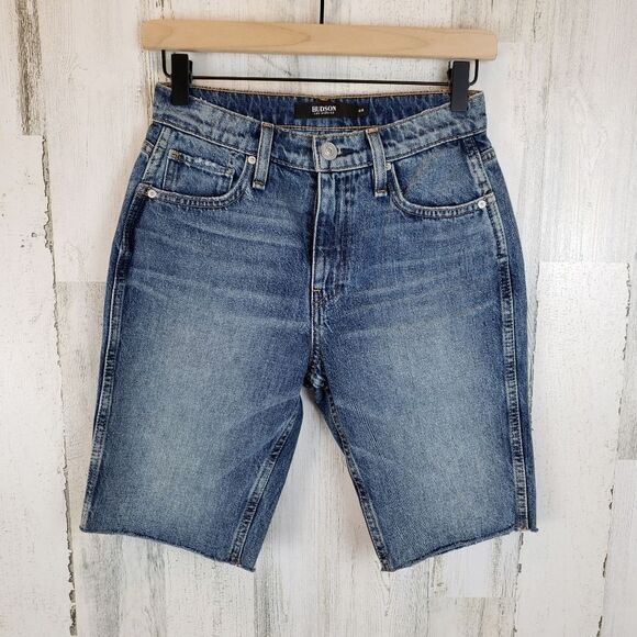 Hudson Freya Denim Biker Shorts Sz 24 - Picture 2 of 10